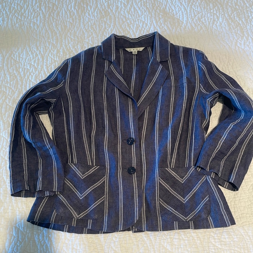 Cabi nautical stripe linen blazer